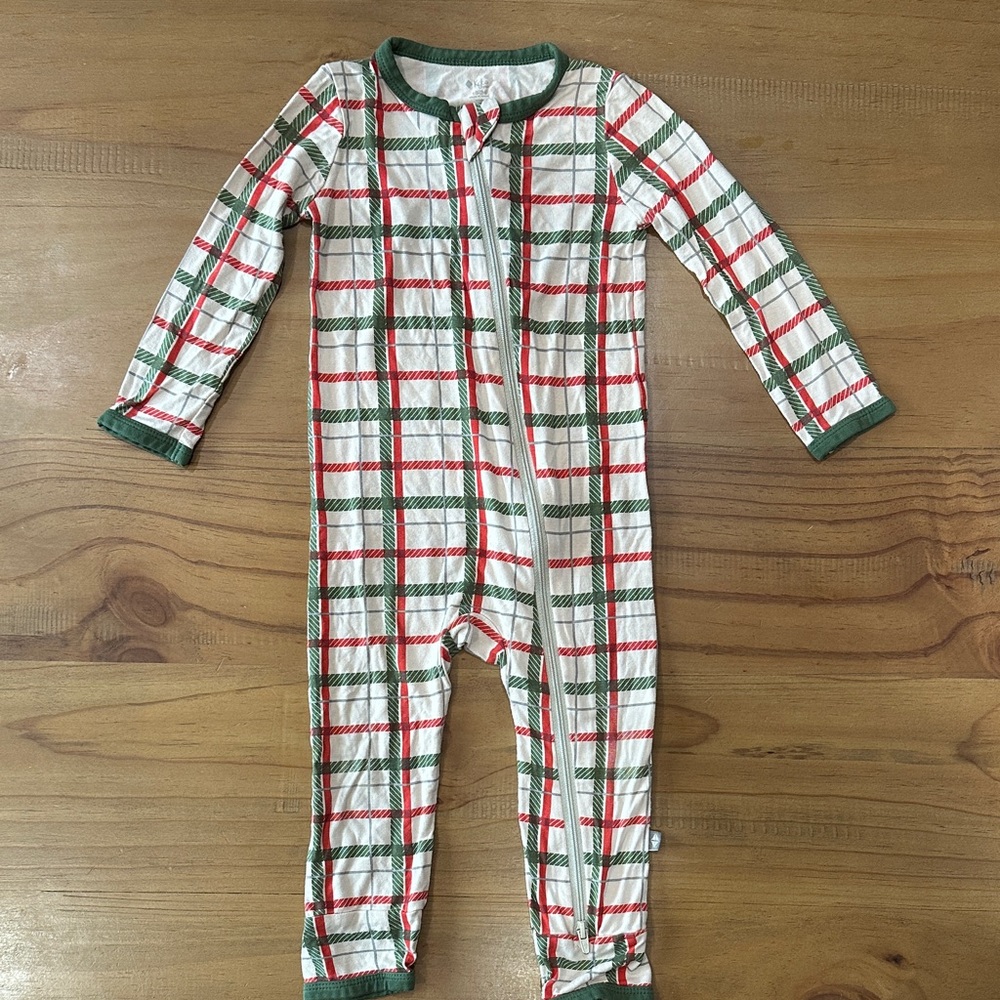 Kyte BABY Red and Green Plaid Footie